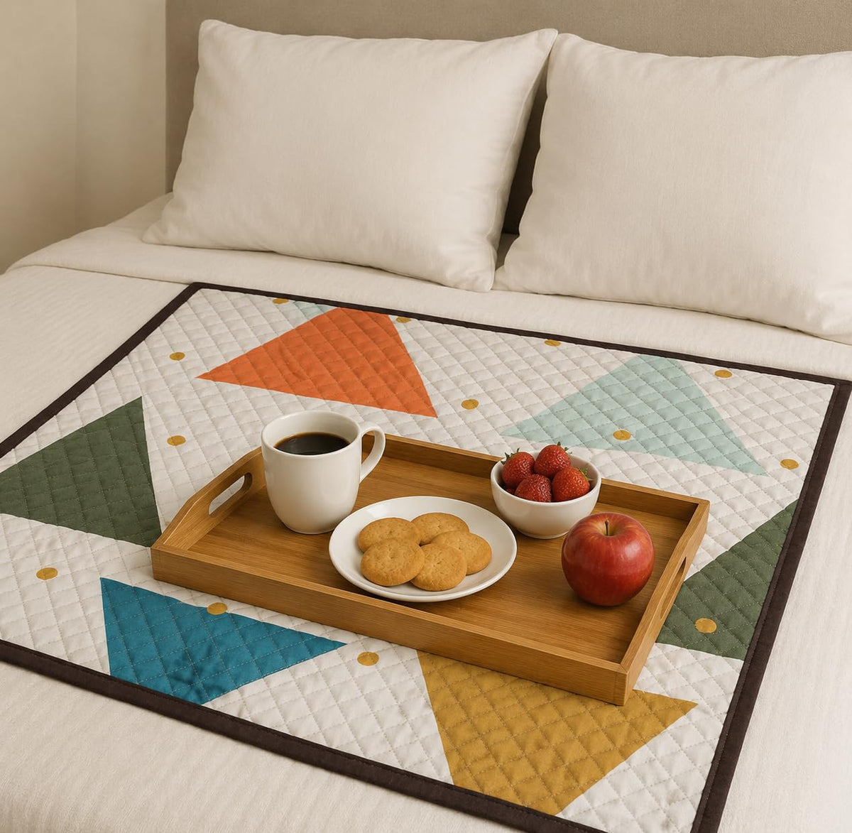 Homerz Premium Reversible Bed Server | 30x30 Inch Quilted Waterproof Fabric | Foldable Dining Mat for Bed, Sofa & Floor Use (Nordic, 30x30) Kafalo