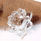 Vilon Italian Premium Exquisite Glass Lotus Flower Tea Light Candle Holder, Perfect for Lighting Decoration, Corporate Gifts,Home Decor and Festival Like Diwali, Christmas or Eid Set of (1)