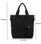 BROGBUS Canvas Tote Bag for Women Office Use, College Girls with Compartment, Black