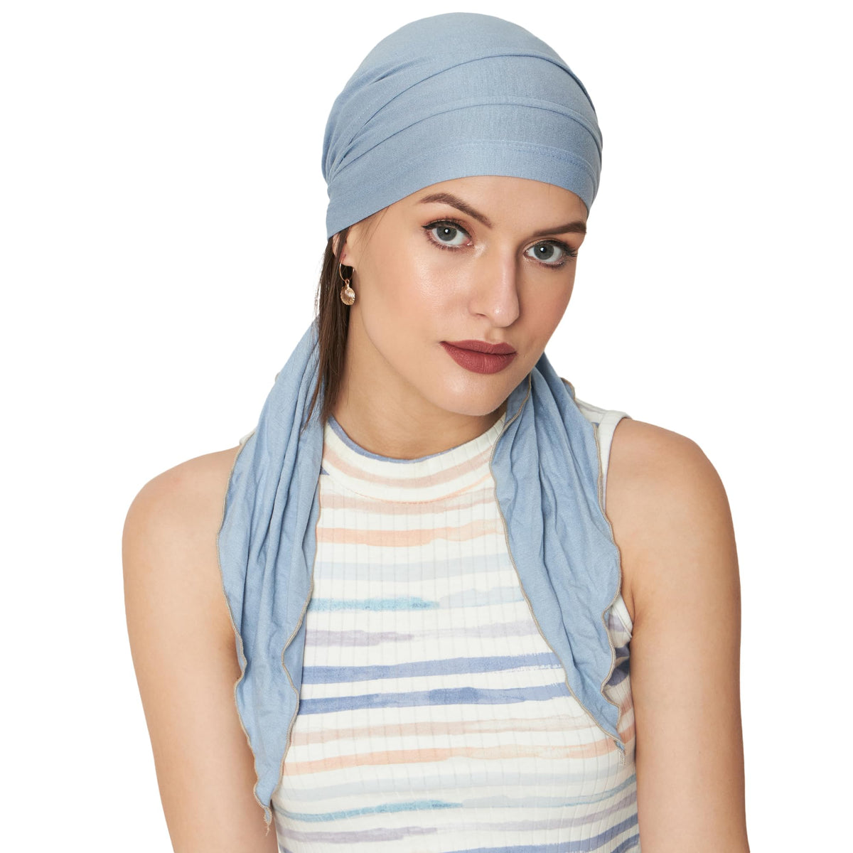 The Headscarves Women Bamboo Pre Tie Scarf (HS107 Faded Denim)