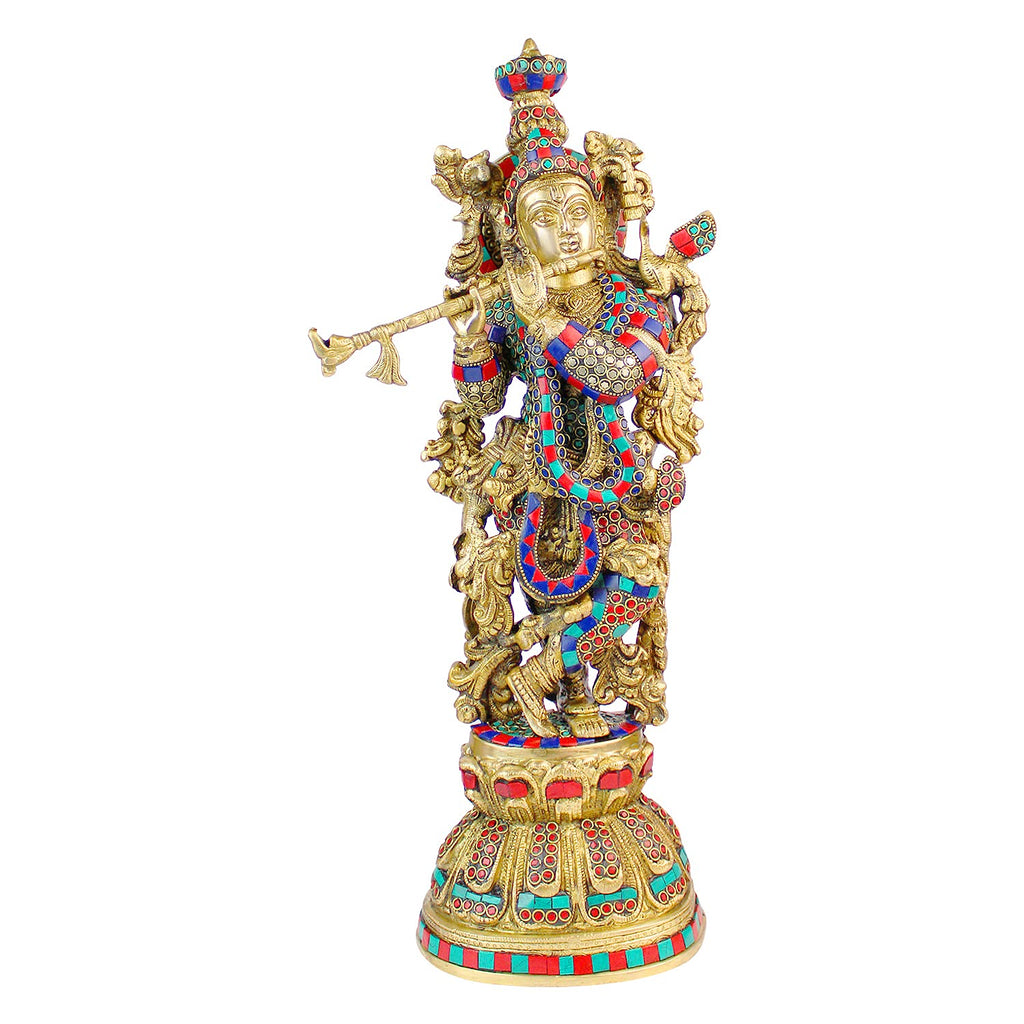 ARTVARKO Krishna Brass Idol Statue Spiritual Puja Home Décor 21 Inches