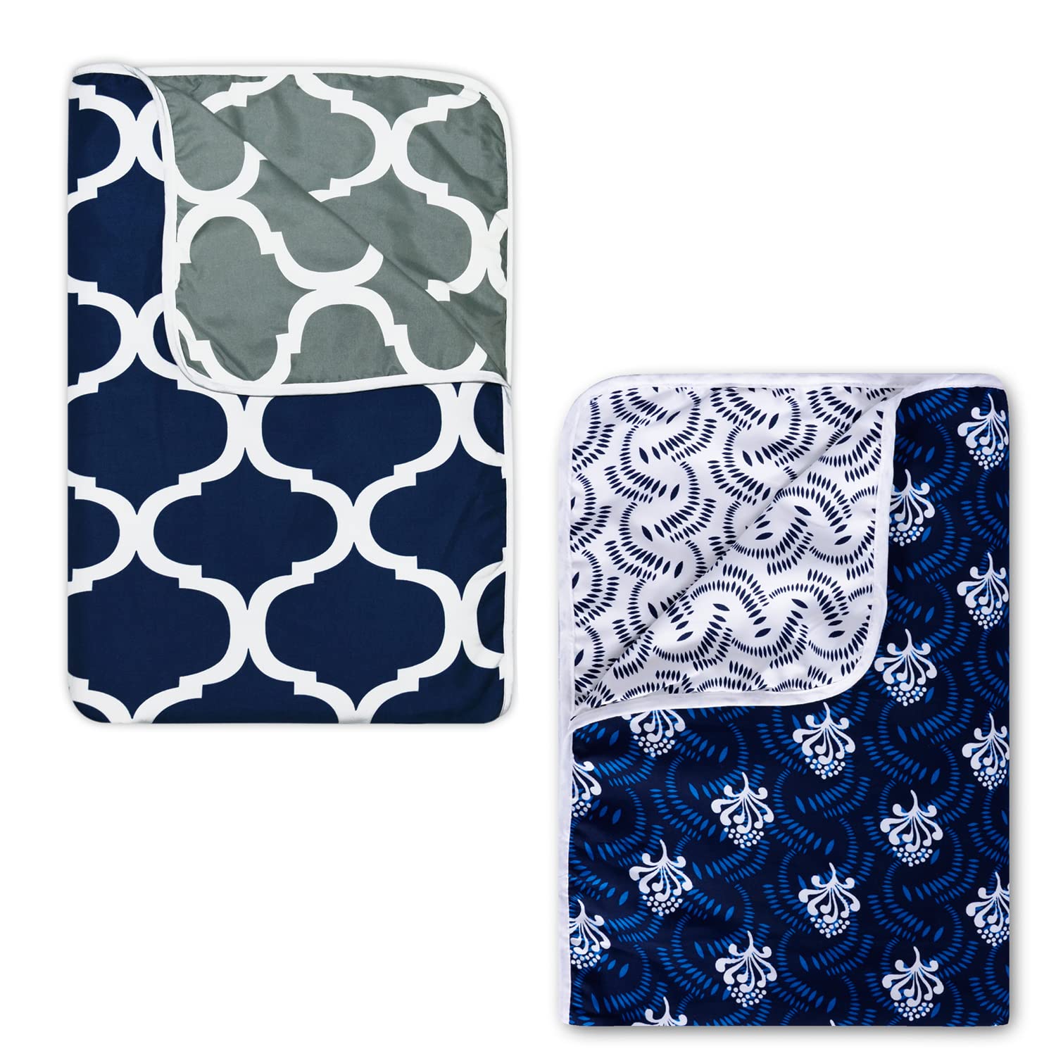 Divine Casa 120 GSM Polyester Reversible Lightweight Sofa Throw Blanket for Winter - Set of 2, Blue and Gray, Single Bed Size | Soft, Cozy, and Ideal for Winter Use Kafalo