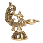 Artvarko Traditional Peacock Brass Diya Oil Lamp Arti Deepam for Home Temple 7 Inch