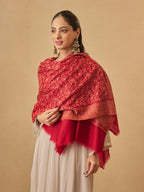 Pashmoda Women Meher Jaal Kashmiri Jamawar Woven Design Shawl (Size: 40x80in, 101x203cm) SECS54