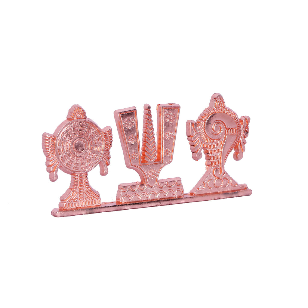 KridayKraft Tirupati Balaji Symbol Stand Shankh Chakra Tilak Copper Plating Finish Decorative for Car Dashboard Home & Office Table Showpiece Figurines,Religious Gift Idol...