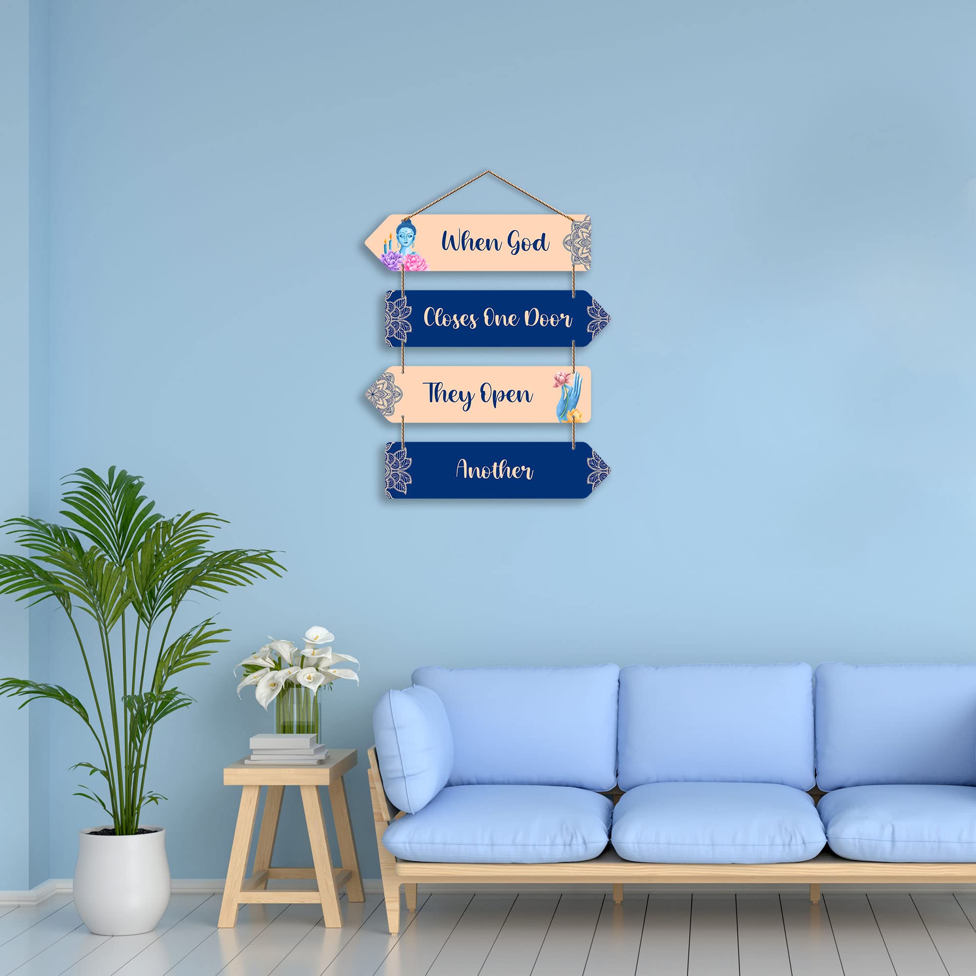 Artvibes When God Closes One Door They Open Another Decorative Wall Hanging Wooden Art | Quotes Decor Item | Wall Accent | Office Decor | Inspirational Quotes Wall Art | Mdf Wall Decoration(WH_4402NN)