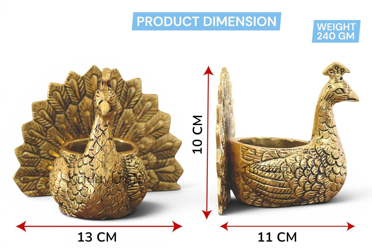 KridayKraft Designed with a Versatile Central Cavity, This Peacock Serves as a Stunning tealight Candle Holder, a mini Indoor Planter, a Unique Pen Stand, or a Sophisticated Vanity Organizer.