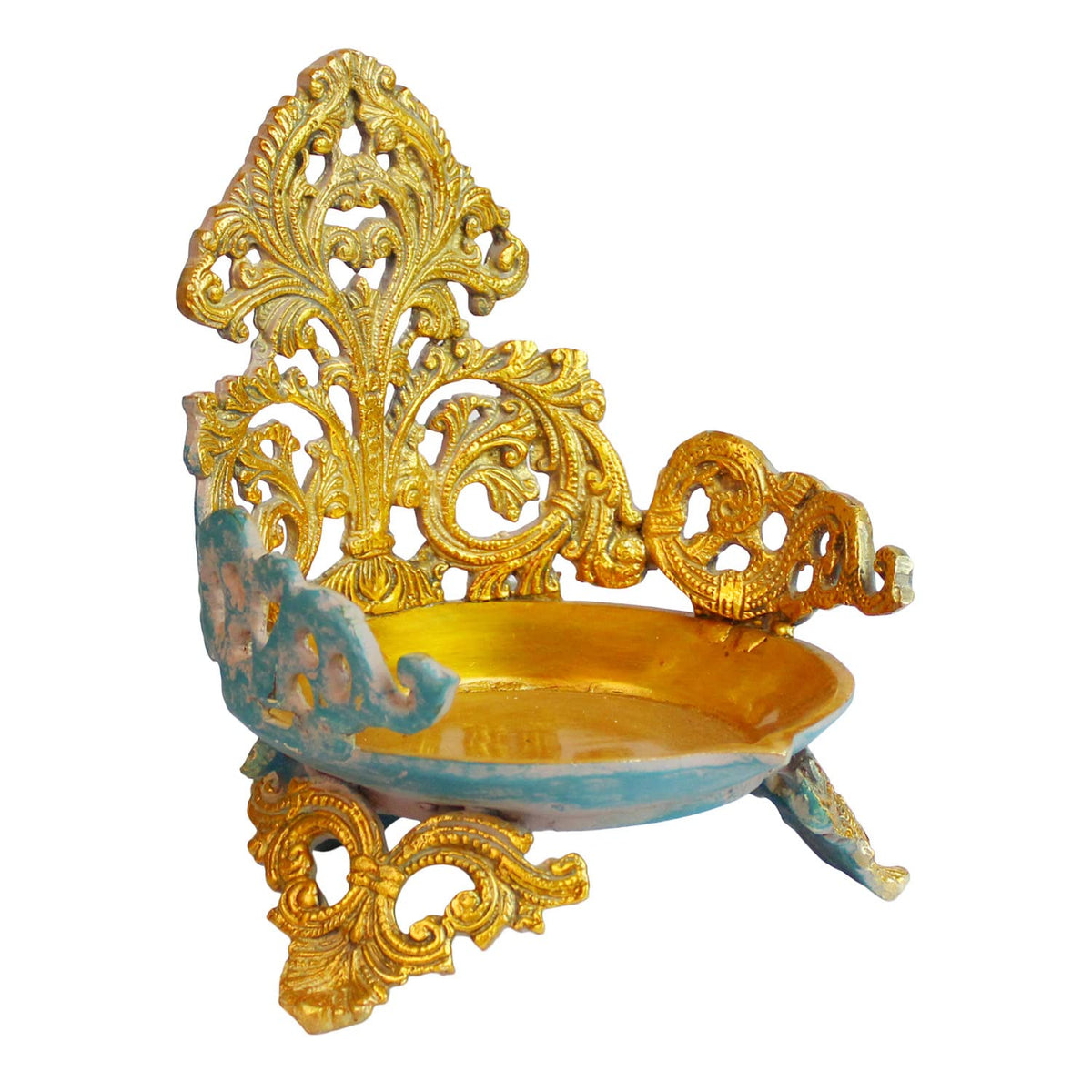 ARTVARKO Brass Ethnic Carved Designer Traditional Urli Bowl Showpiece for Floating Flowers Candles Home Office Decor Diwali Gift 8.5 Inch