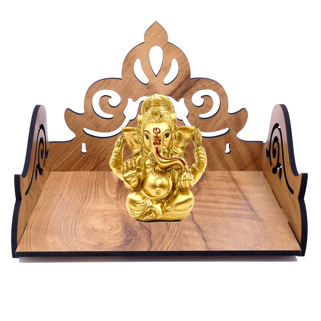 Wooden Pooja Stand for Home and Office - Wall Mounted Temple Mandir - Perfect for Shop (Small)