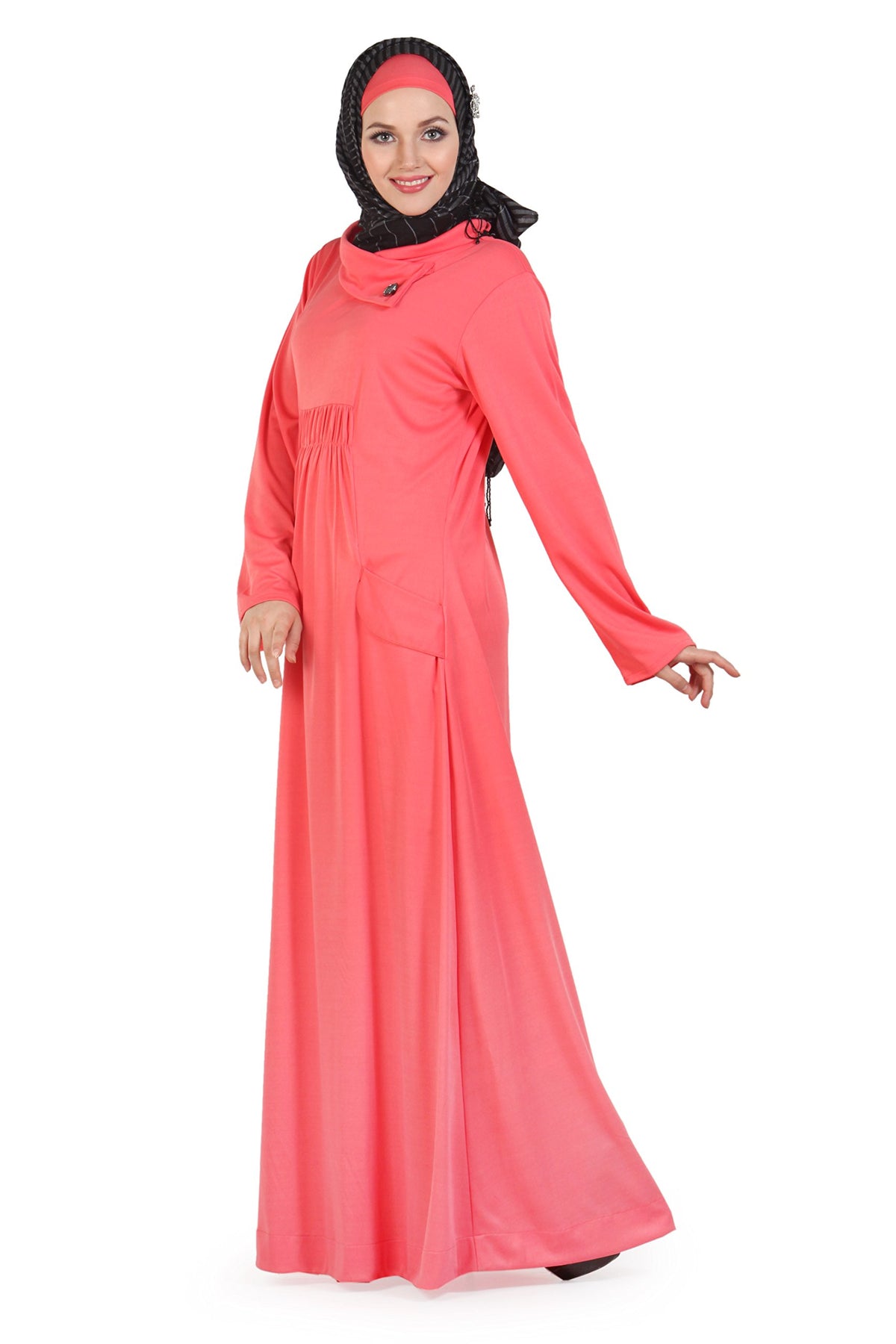 Momin Libas Coral Poly Knit Abaya & Burkha-X-Large