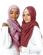 ICW Women's Light Weight Premium Wrinkle Ironless Crinkle Cotton Hemp Summer Scarf Stoles Shawl head scarves for girls (PACK OF 2) (PEACH)