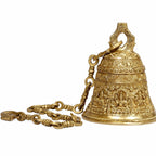 Artvarko Deep Sound Big Astalaxmi Engraved Hanging Brass Temple Bell/Ghanta for Pooja Room, Mandir Home Decor 32 Inch