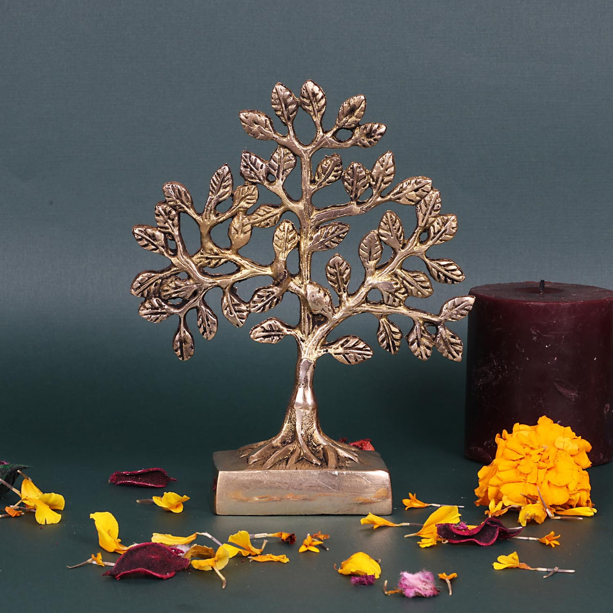 ARTVARKO Brass Kalpavriksha Tree of Life Vastu Fengshui Good Luck Decor Showpiece Gift 7 Inch
