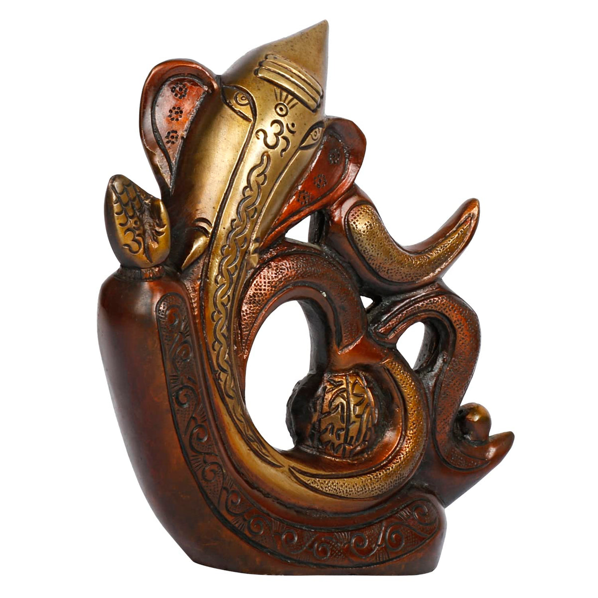 Svarup Modern Art Designer Ganesha Om Ganesh Brass Idol Murti Religious Statue for Good Luck & Success Gift 8 Inch.