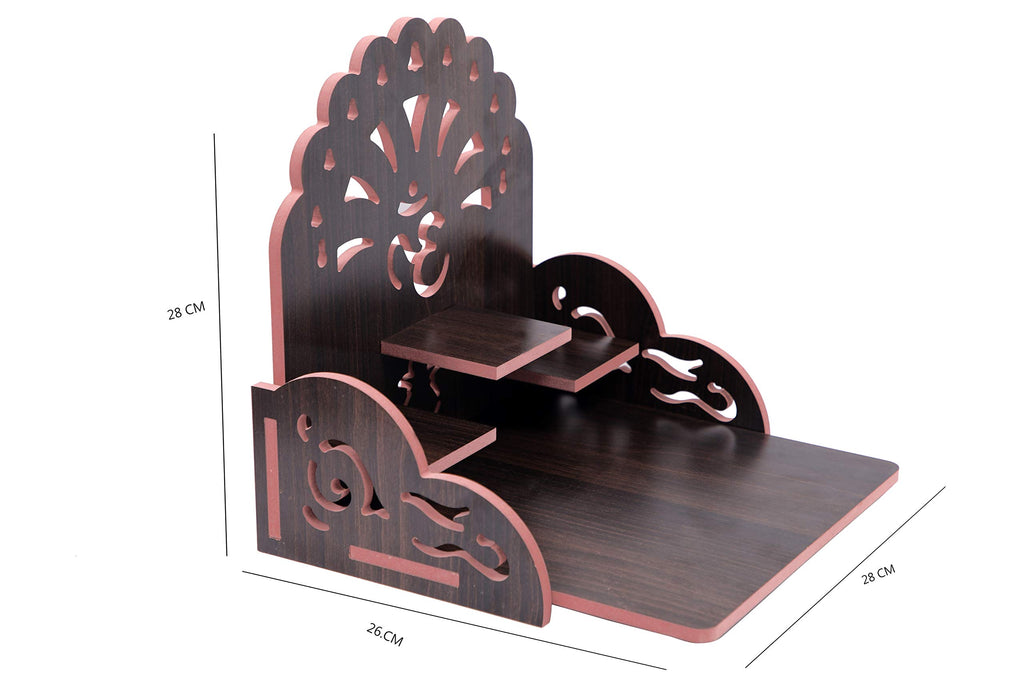 Om Shree Fully Handmade Beautiful Wooden Home and Office Temple/Pooja Mandir(28 x 28 x 26 cm) (Black)