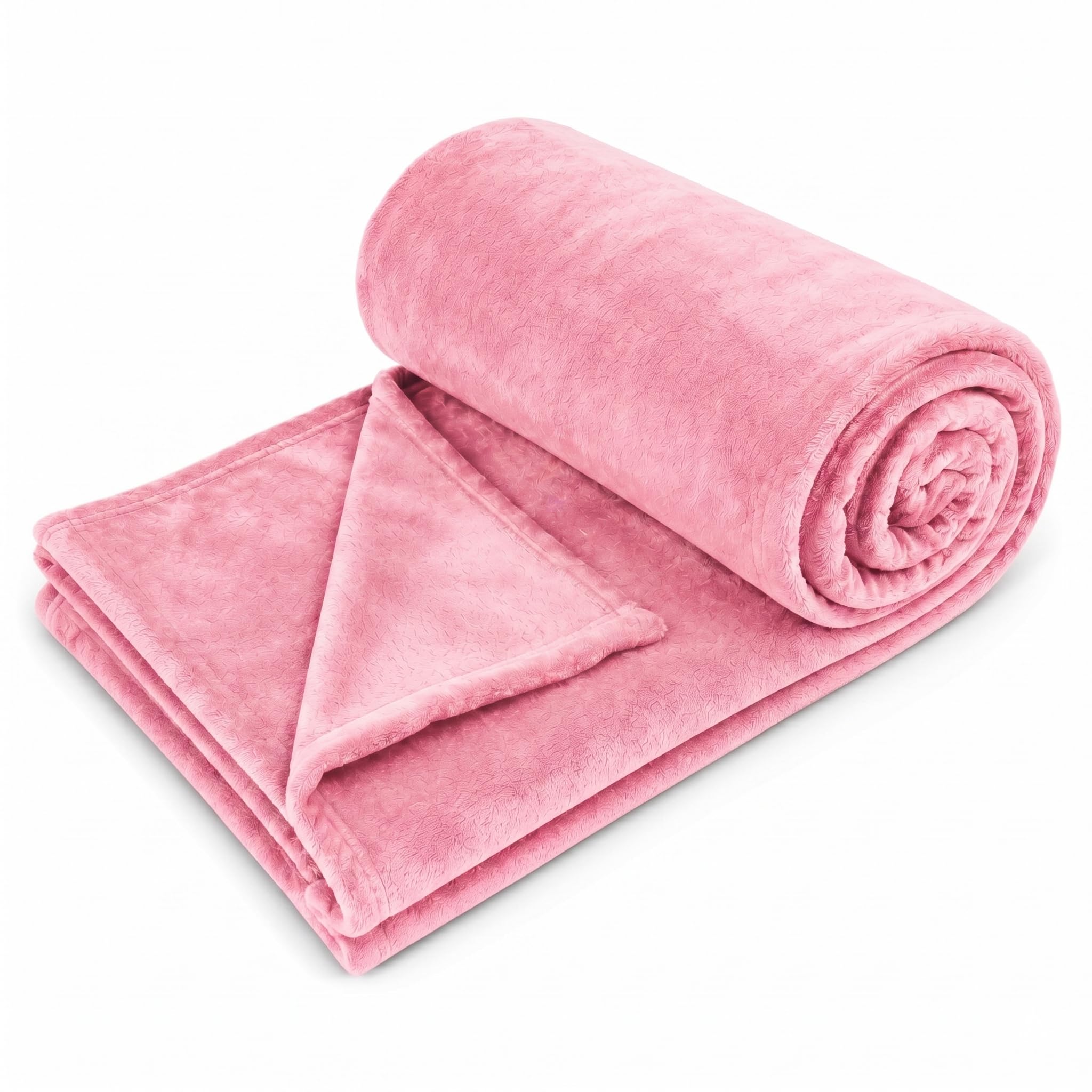 CB HOME Super-Soft All Season Fleece Single Blanket Cozy Comfort Fleece Blanket Ultra-Soft Fluffy & Warm, 60 X 90 Inches (Pink) Kafalo