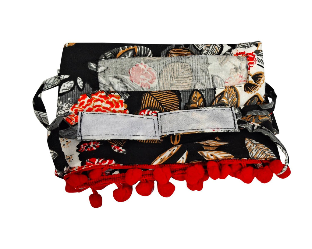 Switchon Scarf Hijab Rayon Printed fancy scarf for women Size Adjustable -Hook loop tape (Multicolor_Black)
