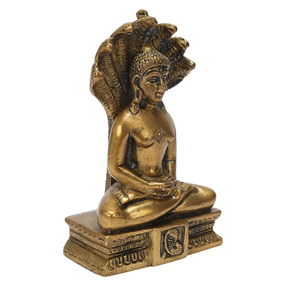 SVARUP Brass Parshvanath Tirthankara Jain God Lord Parshwanath Bhagwan JI Statue Figurine Height 5 Inch