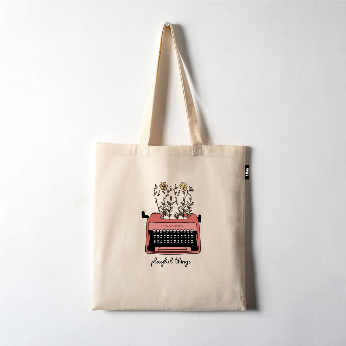 VVWV Playful Things Printed Reusable Tote Bags | 100% Organic Cotton Shopping/Grocery Bag | Multi-Purpose Bag | Sturdy Canvas Bag with 15kgs Capacity (13 x 15.7 Inch)