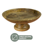 Saleberate Wood Fruit Bowl or Decorative Pedestal Bowl for Table Décor, for Kitchen Counter, Detachable Base,12-inch Large Bowls,Mango Wood (Brown)