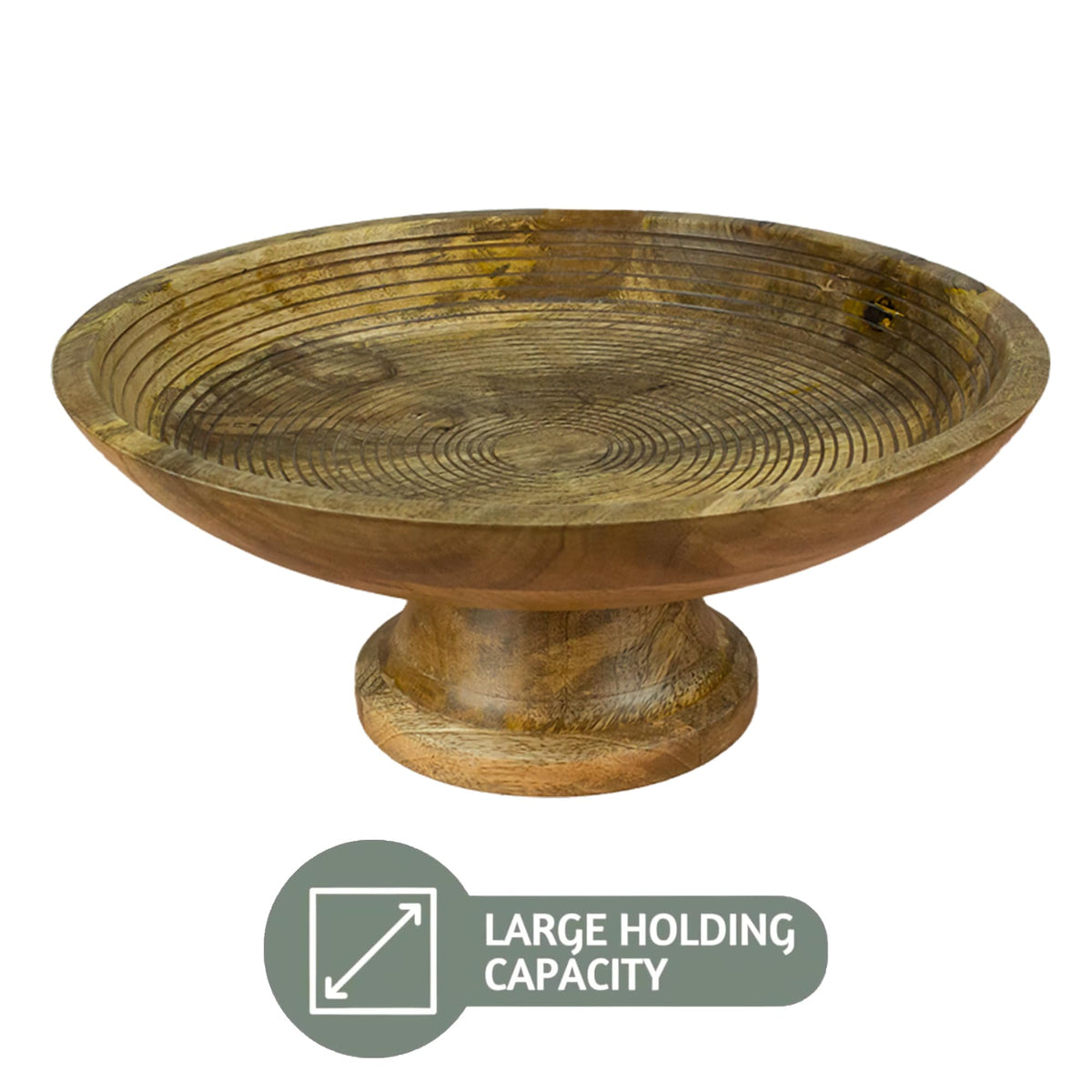 Saleberate Wood Fruit Bowl or Decorative Pedestal Bowl for Table Décor, for Kitchen Counter, Detachable Base,12-inch Large Bowls,Mango Wood (Brown)