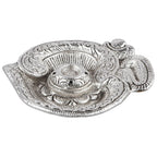 Kridaykraft Om Shaped Metal Silver Plated Incense Stick Holder (Agarbati Stand)