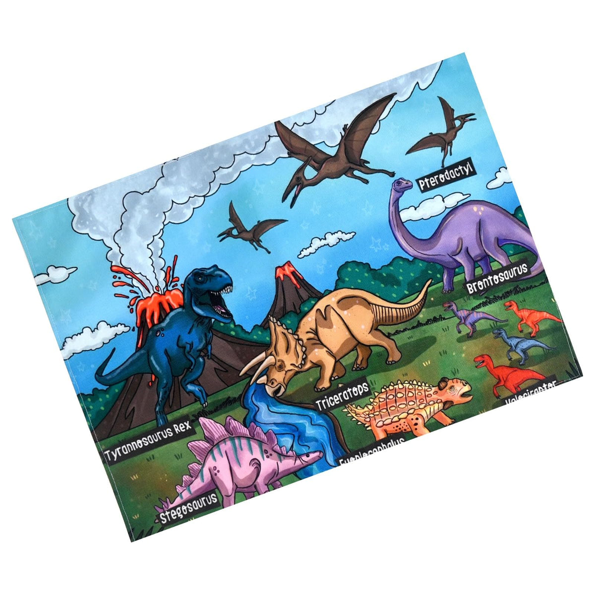 PRAKARTIK BY INDUARTS Dining Table Mats Set of 2 - Dinosaur Kids Theme,Digital Print, Washable, Indoor/Outdoor, Heat-Proof, Water Resistant, Wipe & Clean (47X33 cm) Green & Multi Kafalo