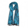 STOLE STUDIO Embellished Leaf Luxurious Viscose Stole Scarf (Black/Firozi)
