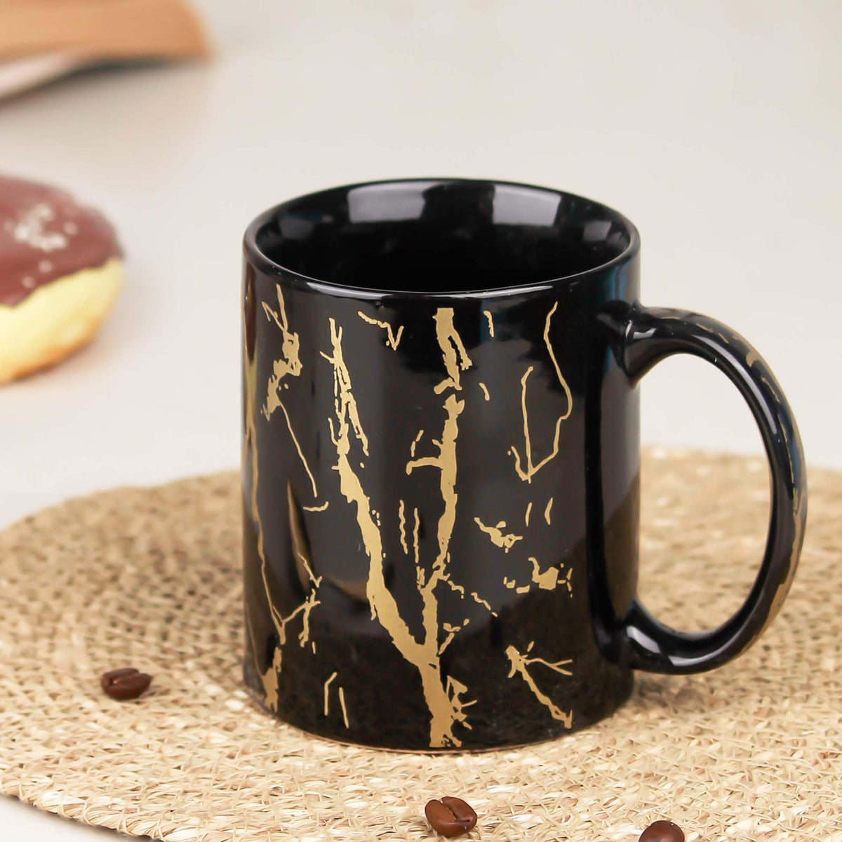 The Earth Store Black Copper Pipe Ceramic Mugs to Gift to Best Friend, Tea Mugs, Microwave Safe Coffee Mugs, (Set of 1)