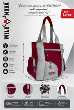 WILD MODA Kat Women Shoulder and Tote Bag (Maroon & Grey)