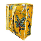 Bazaar Bhoot Edition Premium Cotton Quilted Shopping Tote Bag - Multipurpose Long Lasting Foldable Reusable Bag with zipper for Shopping, Travel & Daily Use - Made in India (Yellow)