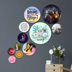 Artvibes Nature Is The Greatest Artist Round Shape MDF Wooden Wall Decor Items | Art For Wall | Wall Sculpture | Signs & Plaques | Festive Decor | Wall Art Print | Ideal Gifts (WPS_101NN), Set of 11