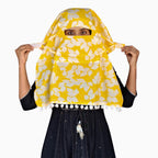 Switchon Pure Cotton Innovative scarf Hijab for Women with closer 3 inch Hook and Loop Tape for size adjustment for 12 yrs and above (Yellow_White)