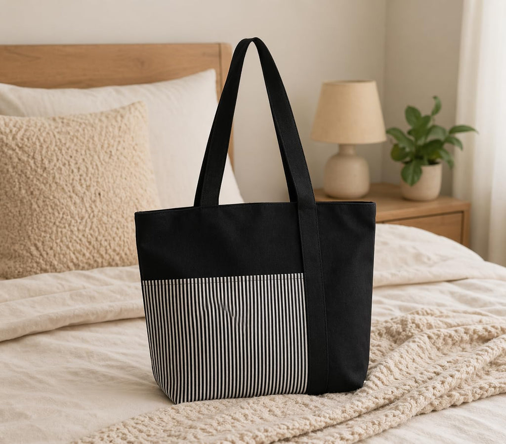 THE SACK CO. Large Canvas Tote Bag for Women, Tote Handbags for Women with Zipper & Inner Pocket for College, Shopping, Office