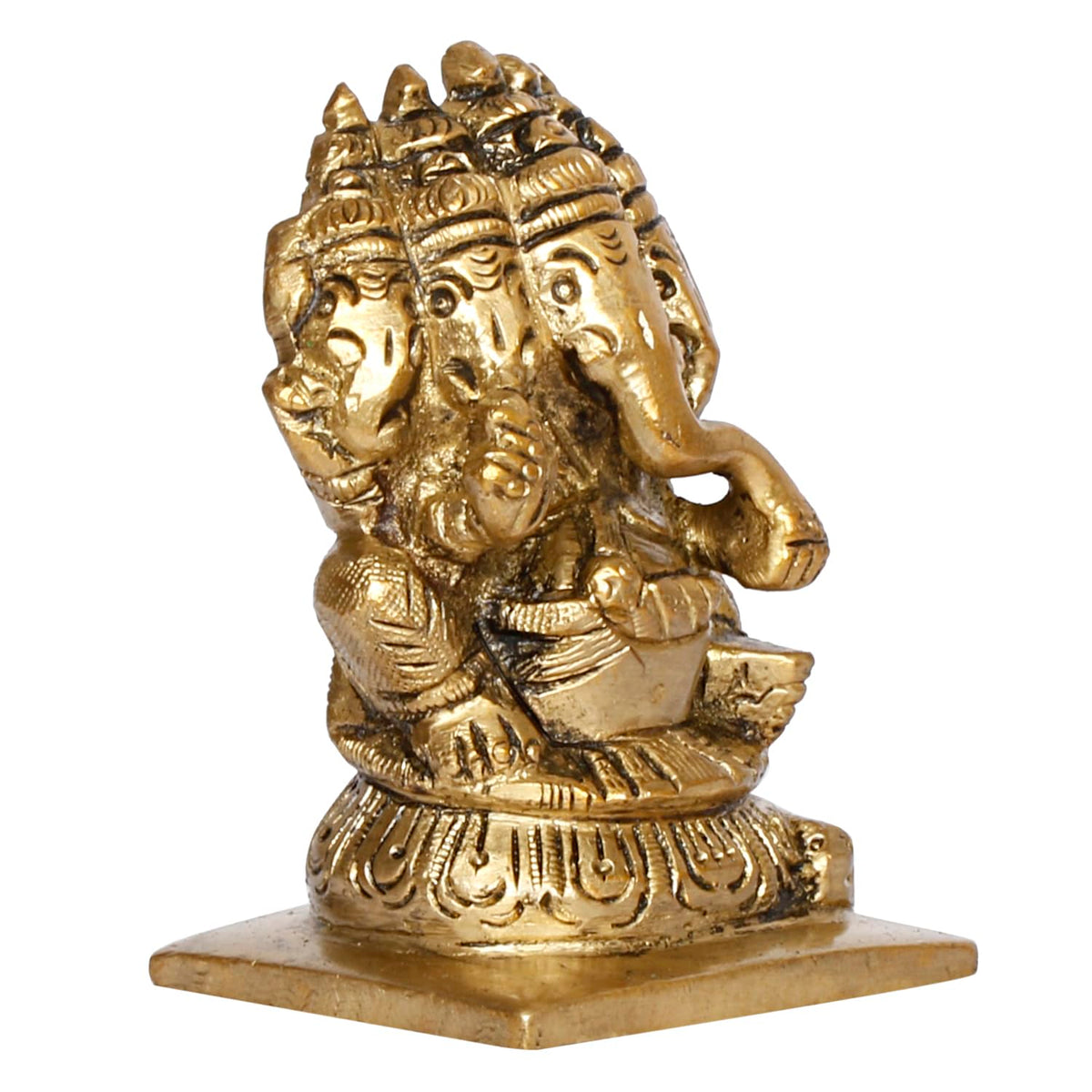 ARTVARKO Panchmukhi Ganesha Bhagwan Brass Idol Five Face Ganesh Statue Ganpati Murti for Temple Puja 3 Inch