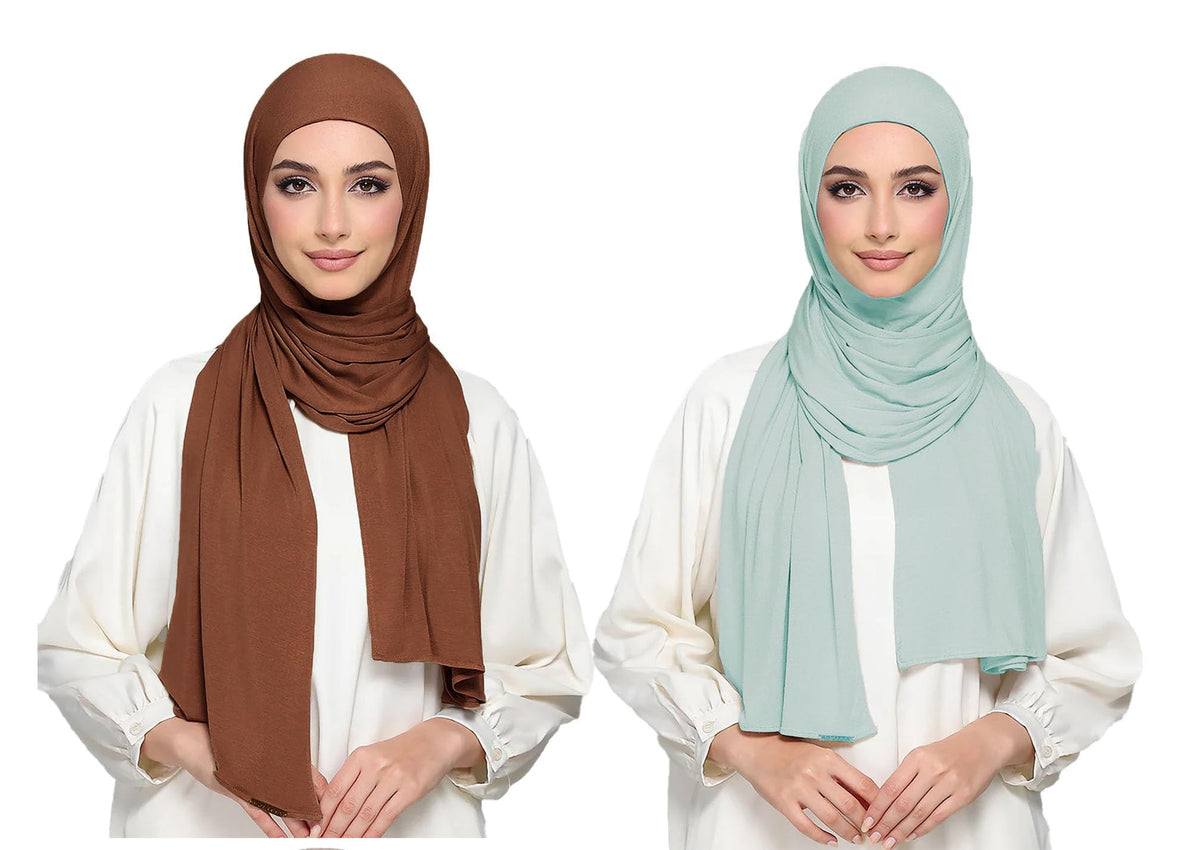 ICW Women's UV Protection Light Weight Jersey Cotton Summer Scarf Stoles Shawl head scarves for girls Dn03 (Pack of 2) (COLOUR7)