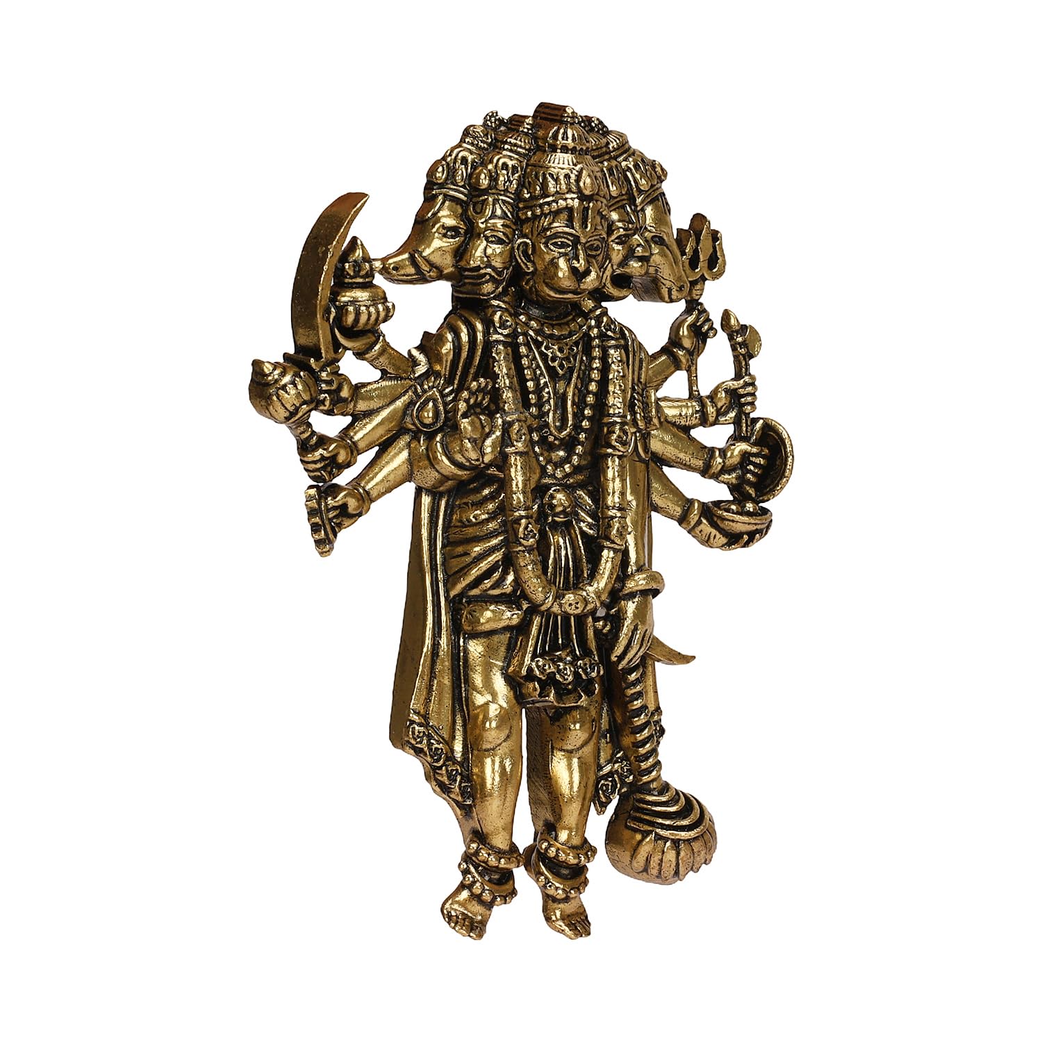 ARTSARA Superfine Brass Panchmukhi Hanuman Bajrangbali Wall Hanging for Door Entrance Vastu Remedy Home Temple Office Wall Décor 4 Inch