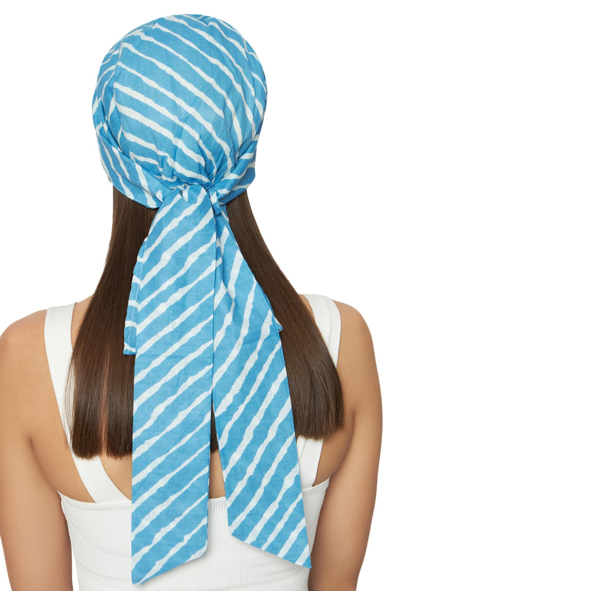The Headscarves Beautifull Cotton Printed Headwraps Headscarf for Women Free Size SkyBlue