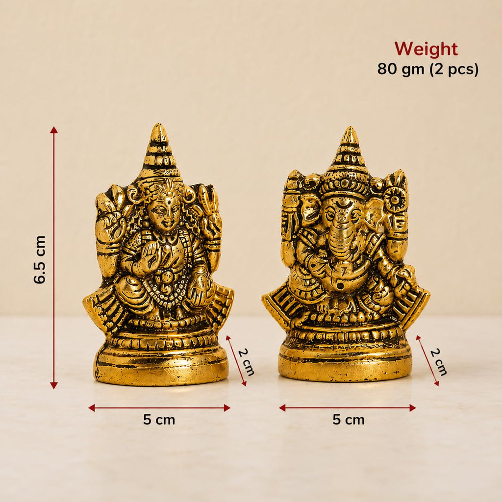 KridayKraft Metal Laxmi Ganesh Idol Decorative Murti Metal laxmi Ganesha Statue for Pooja & Decor Your Home, Office, Decorative Showpiece Figurines