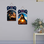 Artvibes Jesus Christ Designer Wooden Wall Hanging Decoration Items for Living Room | Spiritual Decor Items | Religious Wall Art | Wall Poster | Modern Decor Items | Unique Gift (WH_9215N), Set of 2