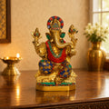 ARTVARKO Lord Ganesha Idol Brass Ganesh Murti Statue Handmade Ganpati Temple Diwali Puja Home Decor Gift 8 Inches