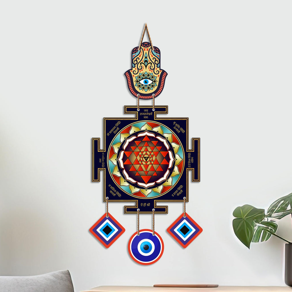 Artvibes Hamsa Hand Evil Eye Wall Hanging Decor for Home Entrance | Nazar Battu Protection Ornament | Spiritual Boho Wall Art for Living Room | Hallway | Office and Gift Idea (WH_85134N)