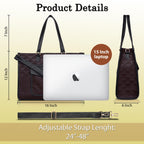 Womanix PU Laptop Tote Bags for Women with Front Pocket, Work Bag,15 inch tote for Women, Large Capacity Handbag for Office, School, Travel, Teacher Purse (Brown Black)
