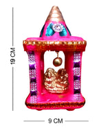 Cyan Collection Terracotta Clay Mitti Decorative Hatri Lakshmi Ganesh Square Shape Diwali Temple Mandir for Diwali Puja/Pooja, Home Decoration - Size H18 CM x W9 CM x L9 CM (Pack of 1) (19 CM)