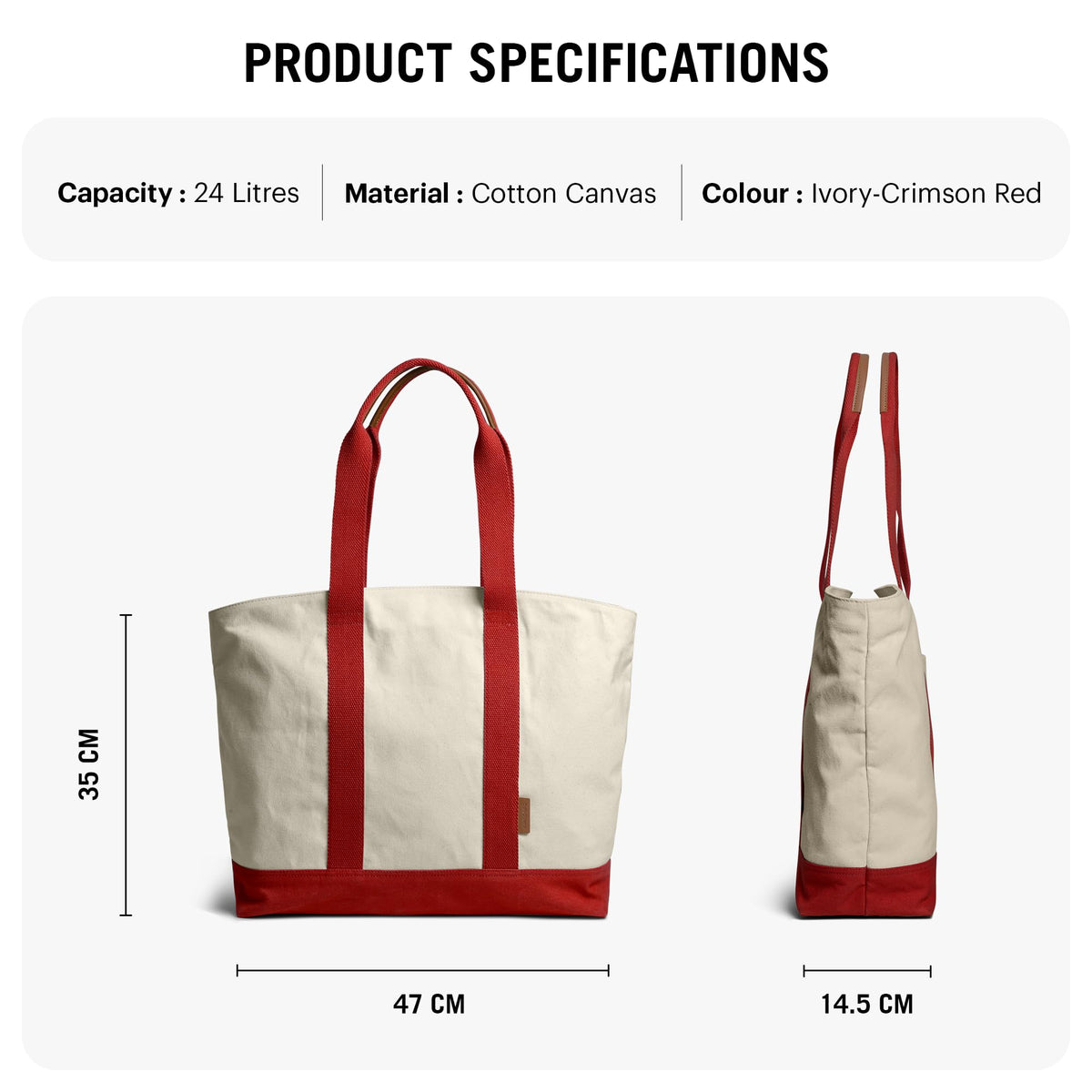 DailyObjects Ivory-Crimson Red Field Tote Bag |Canvas Tote Shoulder Bag Fits upto 14 Laptop for Women and Men Work & Daily Use |Handcrafted from premium cotton canvas perfect for Work & Daily Use
