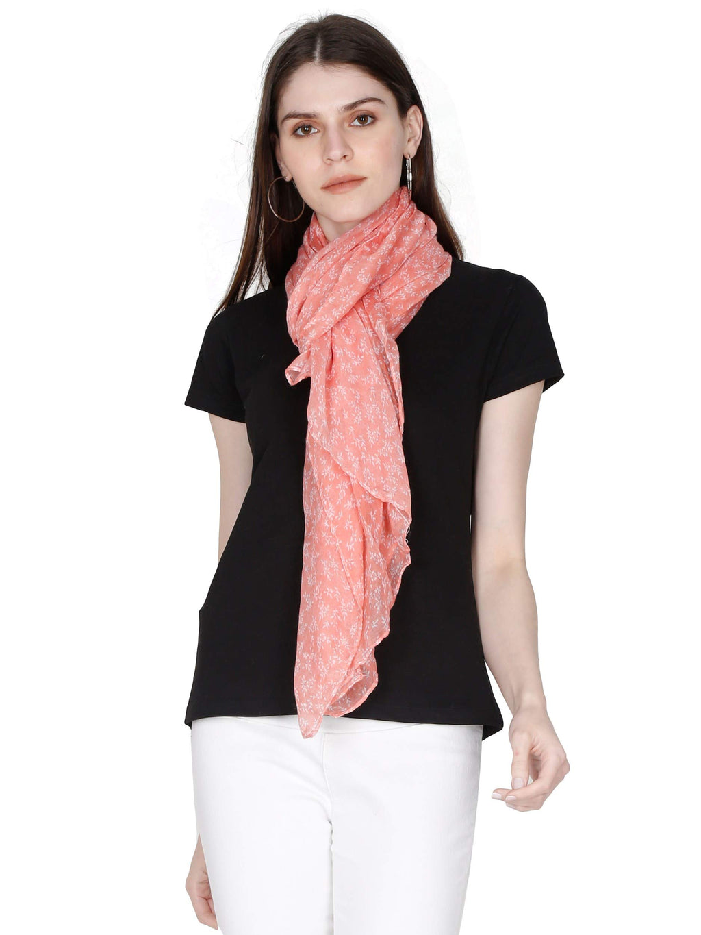 FabSeasons Women's Floral Print Scarf & Stole | Lightweight Rayon-Cotton Blend Shawl | Soft, Large Size Neck Wrap Accessory for All Seasons