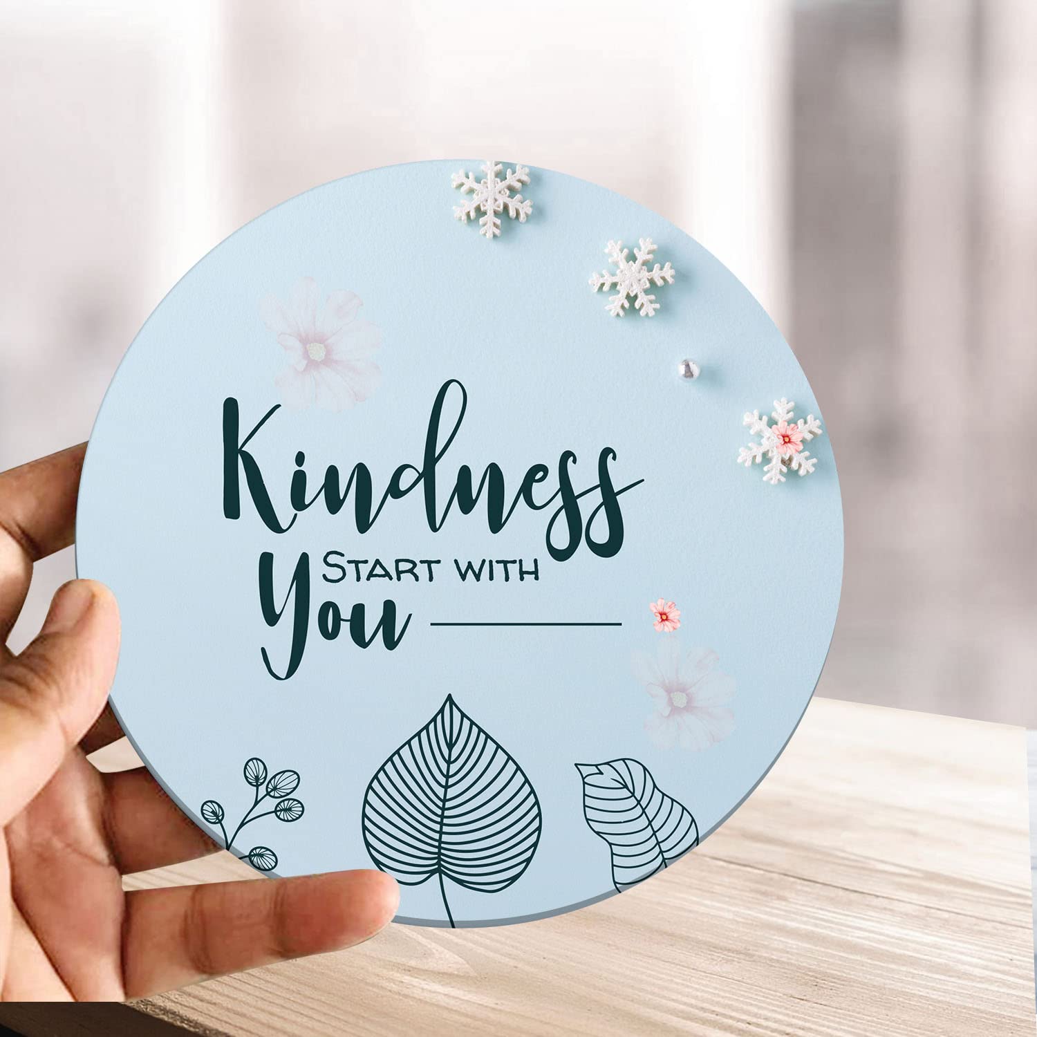 Artvibes Showpiece Idols and Figurines for Home and Office Decor|Wooden Stylish Quotes Kindness Start with You Table|Desk|Livingroom|Modern Art Design Motivational Show Piece(Sp_1214)