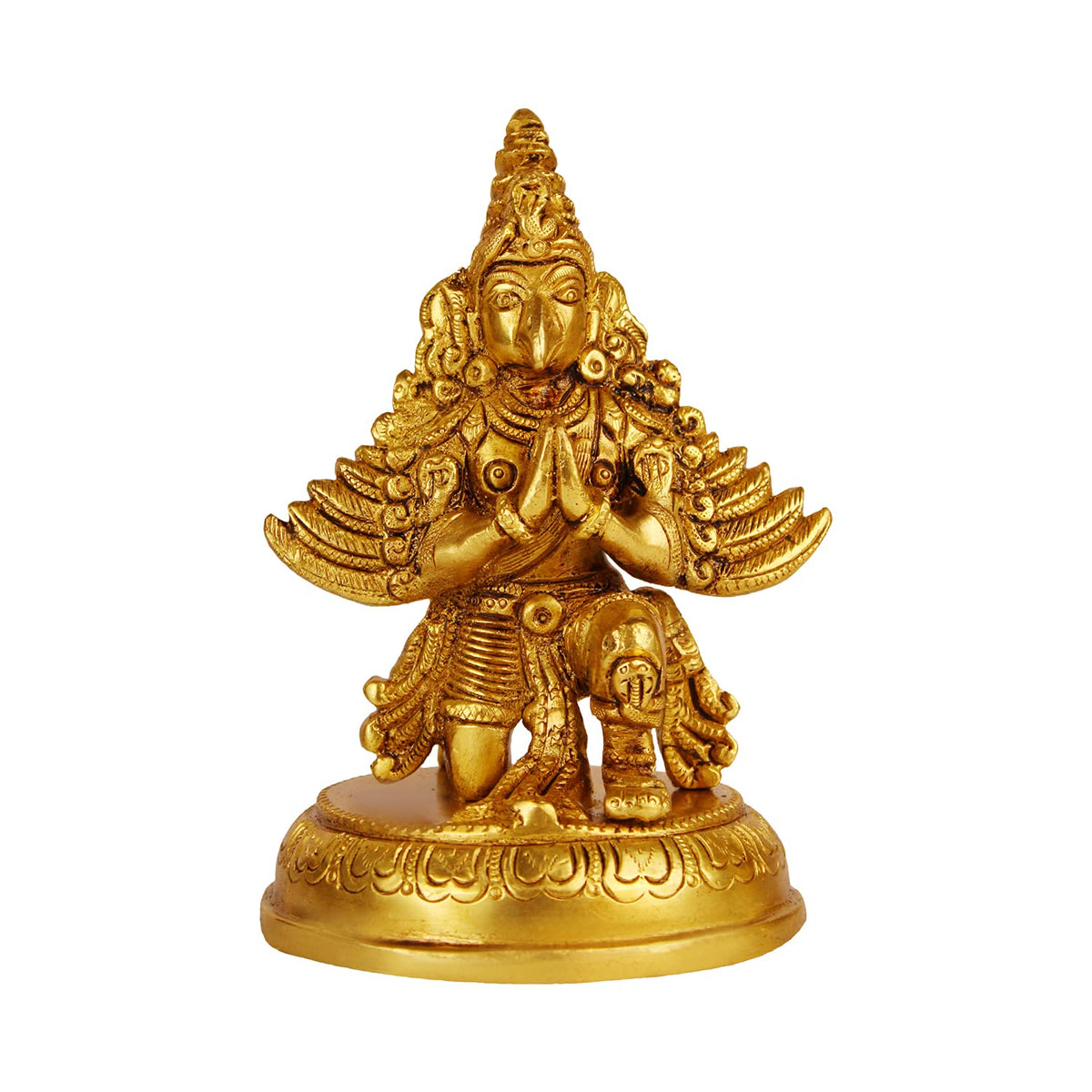 ARTVARKO Brass Garuda Idol Statue Vishnu's Vehicle Vahana Eagle for Temple Home Decor Vaastu Feng Shui Vastu Lucky Charm Gift Height 5.5 Inch