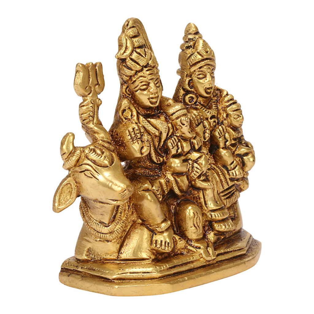 SVARUP Brass Shiva Parvati Shiv Parivar Shankar Bhagwan Ganesh Family Murti Idol Statue Sculpture 3 Inch
