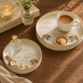 DULI Set of 2 MDF Wood Trays Enamel Coated| Round Trays Set of 2 | Serving Trays | Wooden Tray | Kitchen&Dining Decorative | Resin Tray | 7x7, 9 x 9 inches (SmSetof2Rd-WhiteElephant)
